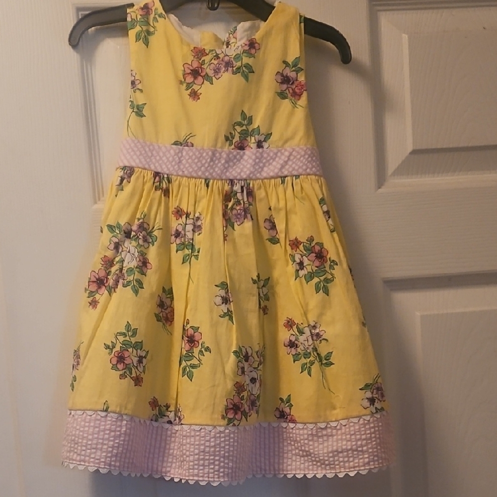 Floral Yellow and Purple Kids Dress